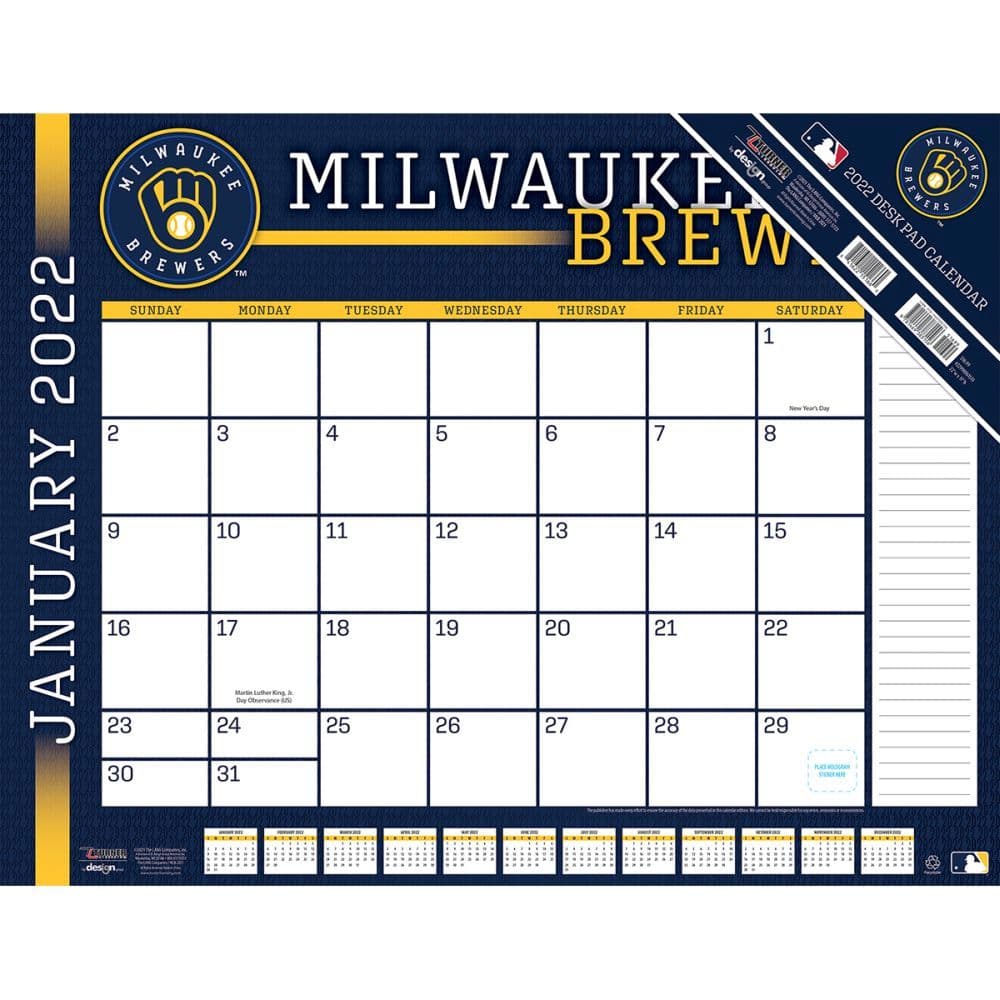 Mlb Milwaukee Brewers 2022 Desk Pad Calendars Com