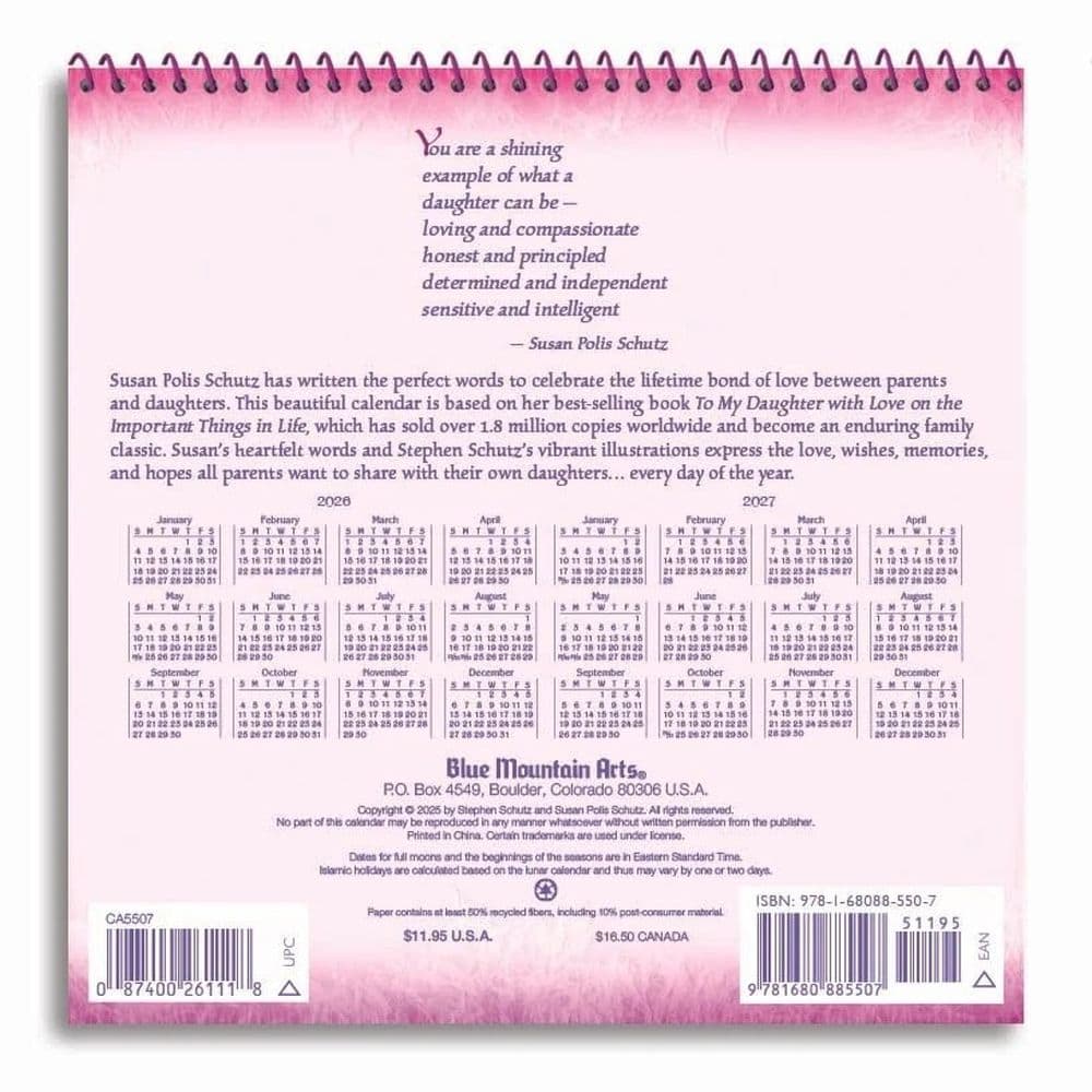 Daughter You Are A Gift In My Life 2026 Mini Wall Calendar First Alternate Image
