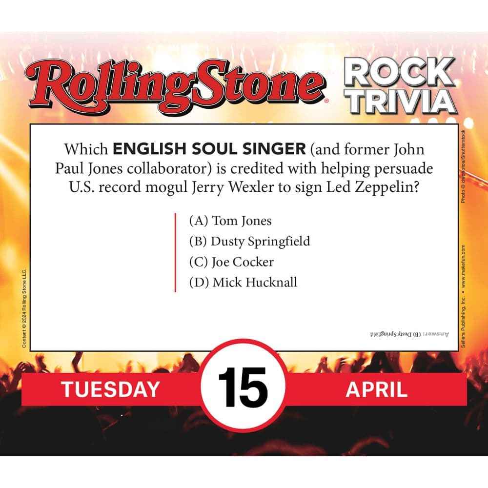 Rolling Stone Rock Trivia 2025 Desk Calendar Third Alternate Image width=&quot;1000&quot; height=&quot;1000&quot;