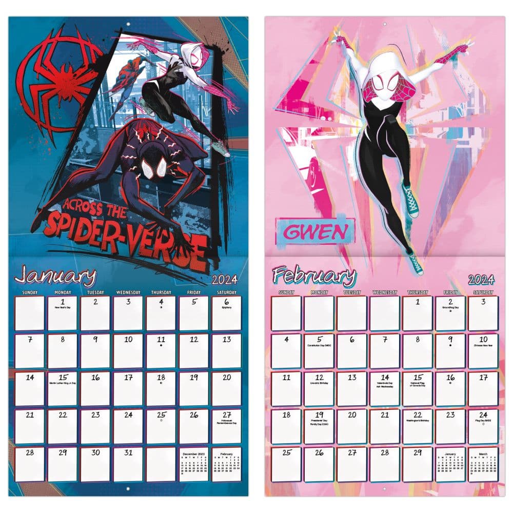 Spider Man Across Spider Verse Part One 2024 Wall Calendar Alt4