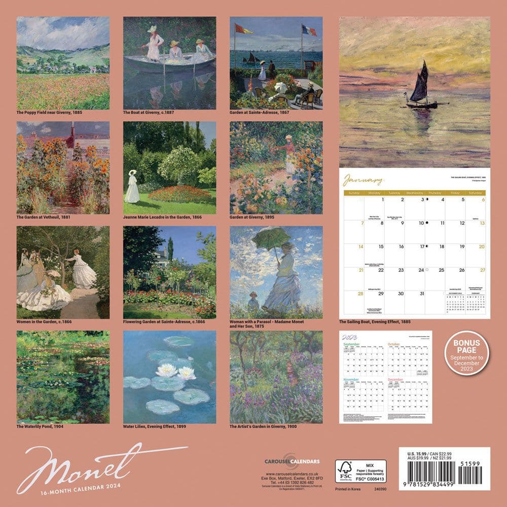 Monet 2024 Wall Calendar Alternate Image 1