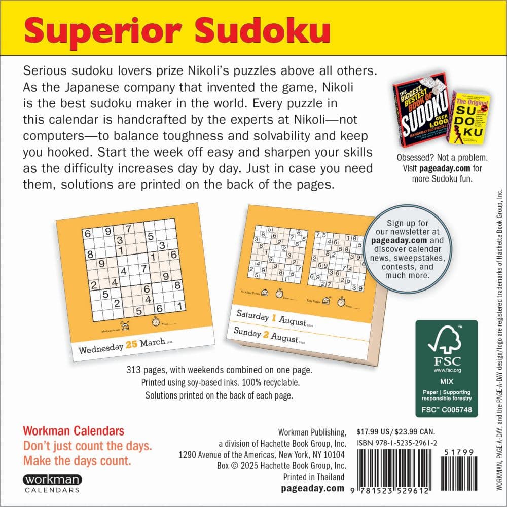 Sudoku 2026 Desk Calendar First Alternate Image