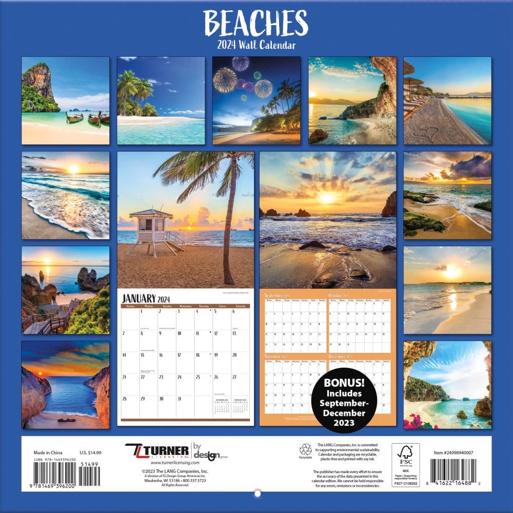 Beaches 2024 Wall Calendar