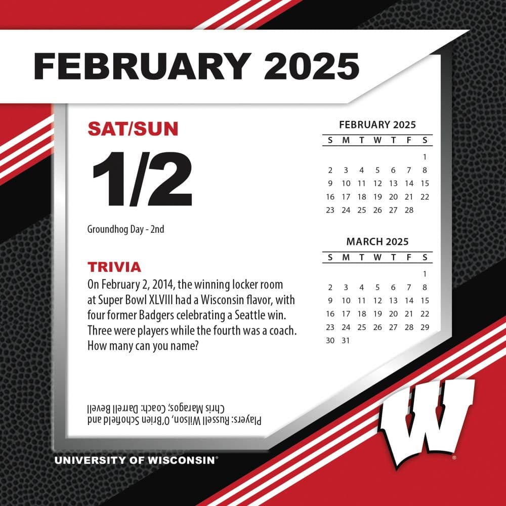 COL Wisconsin Badgers 2025 Desk Calendar Second Alternate Image