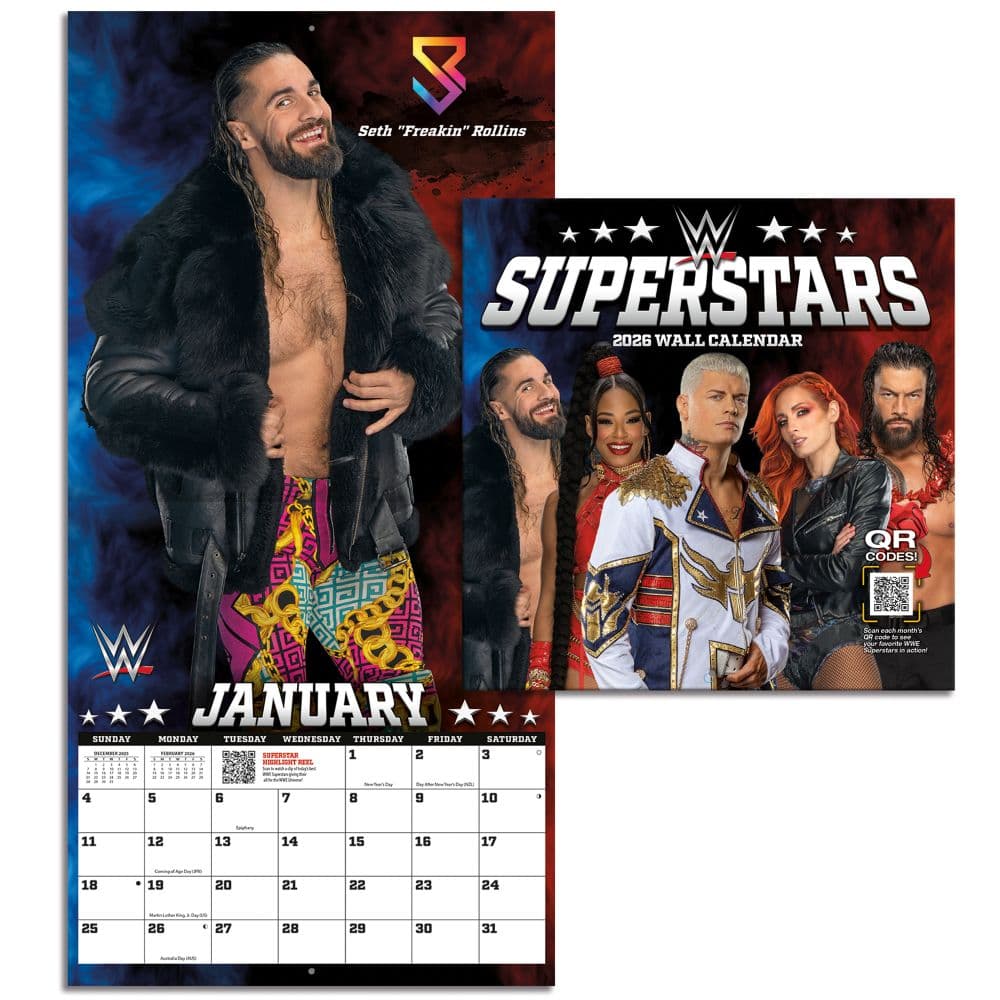 WWE Superstars 2026 Mini Wall Calendar Sixth Alternate Image