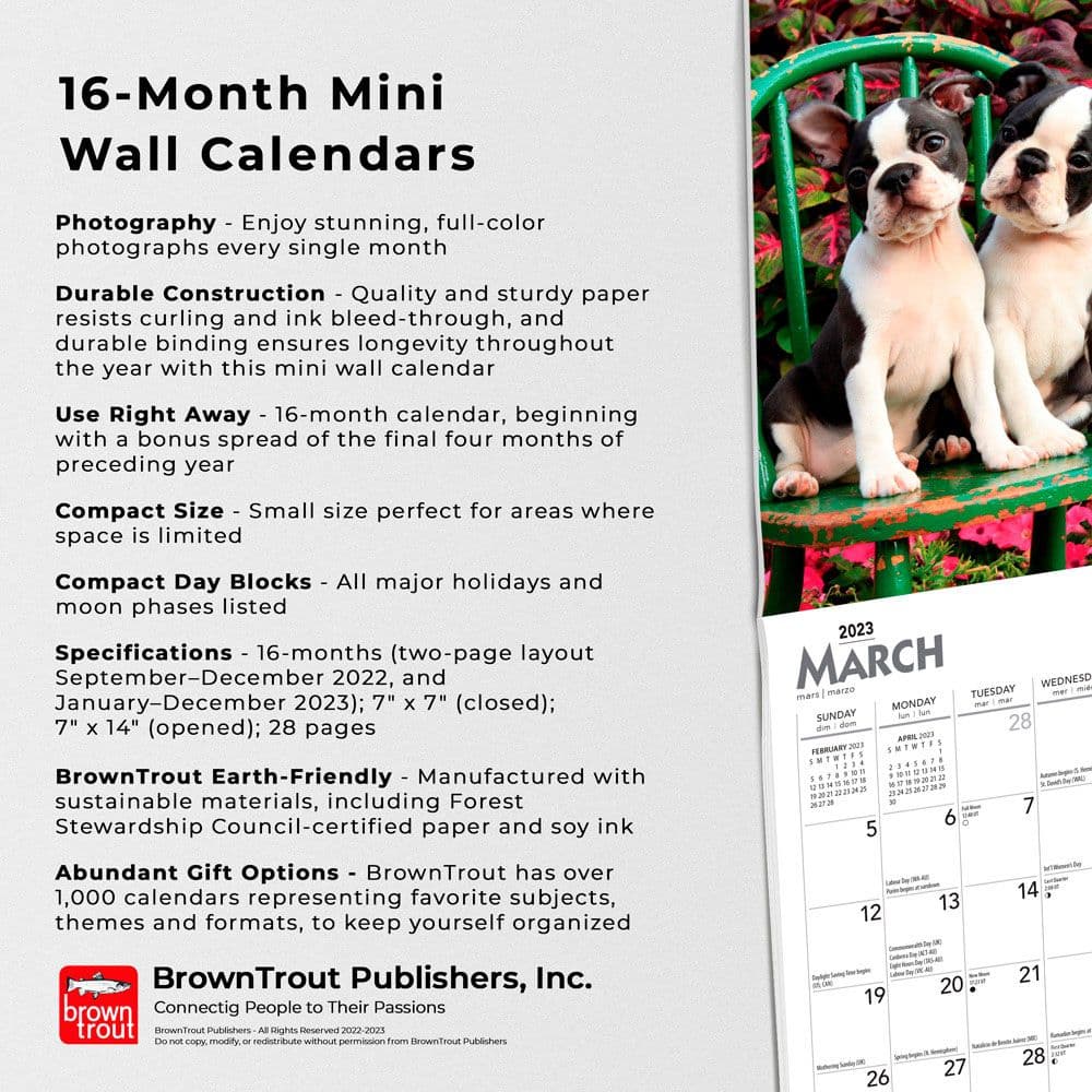 For the Love of Puppies 2023 Mini Wall - Calendars.com