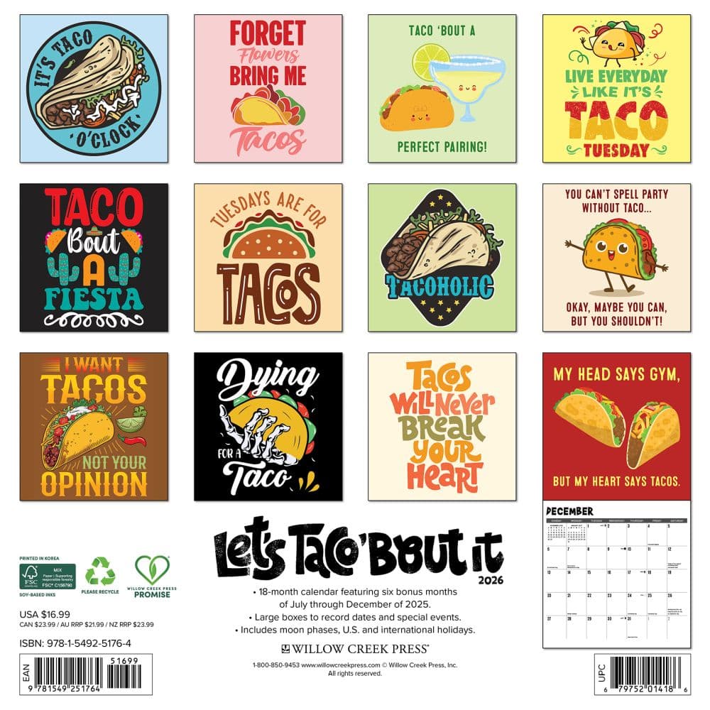 Lets Taco About It 2026 Wall Calendar First Alternate Image