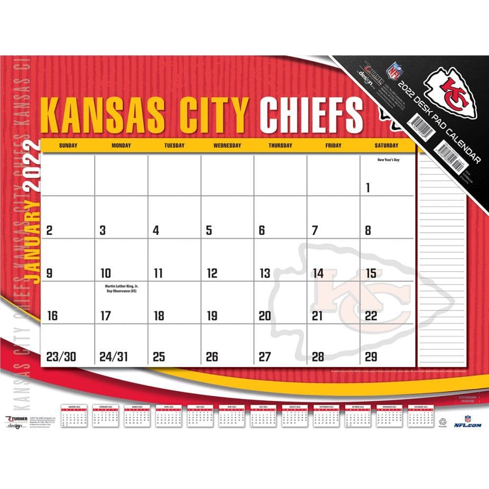 nfl kansas city chiefs 2022 desk pad calendarscom