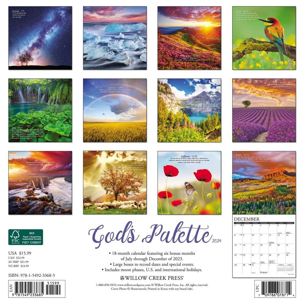 Gods Palette 2024 Wall Calendar