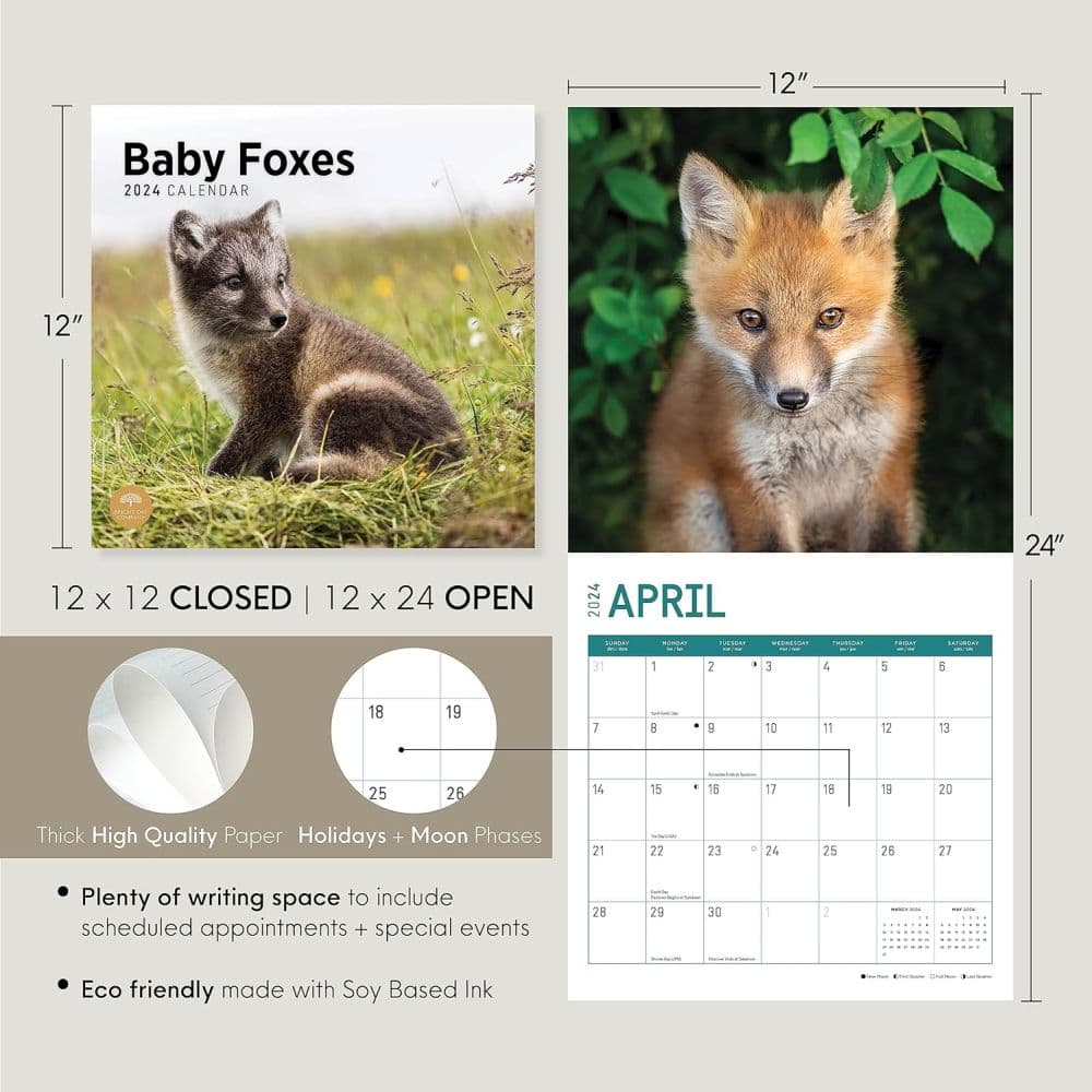 Baby Foxes 2024 Wall Calendar Seventh Alternate Image width=&quot;1000&quot; height=&quot;1000&quot;