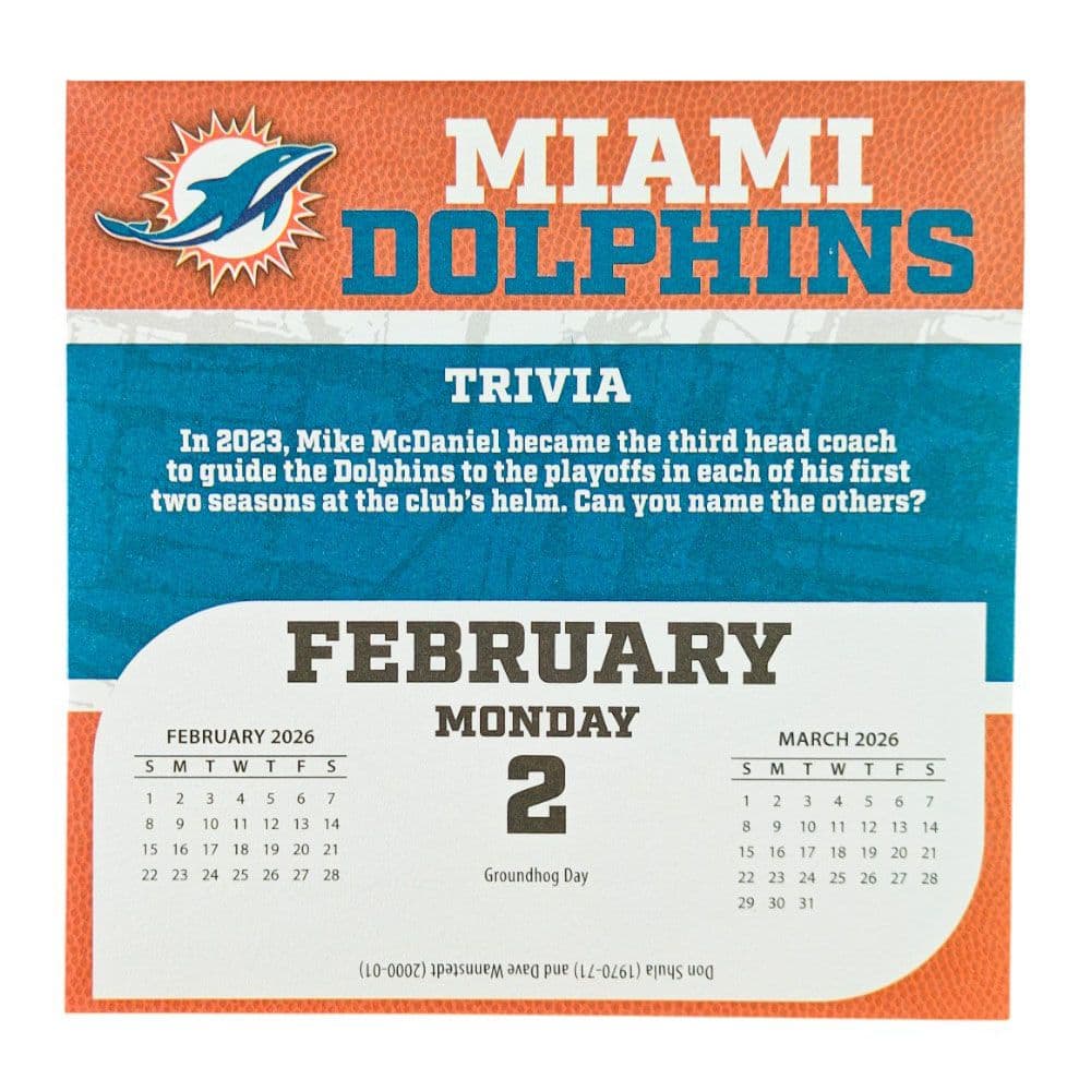 NFL Miami Dolphins 2026 Desk Calendar Third Alternate Image
