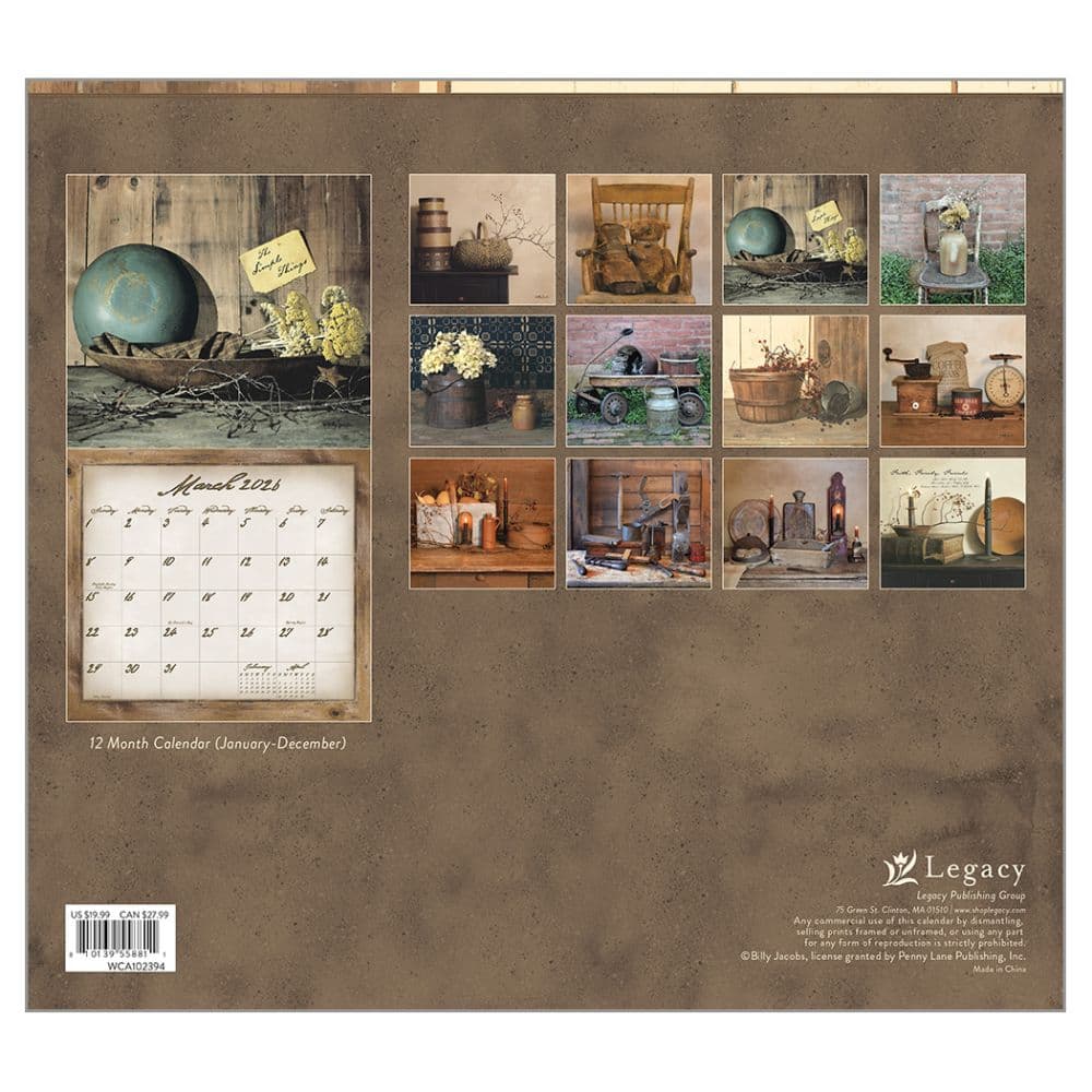 Simple Treasures by Billy Jacobs 2026 Wall Calendar First Alternate Image