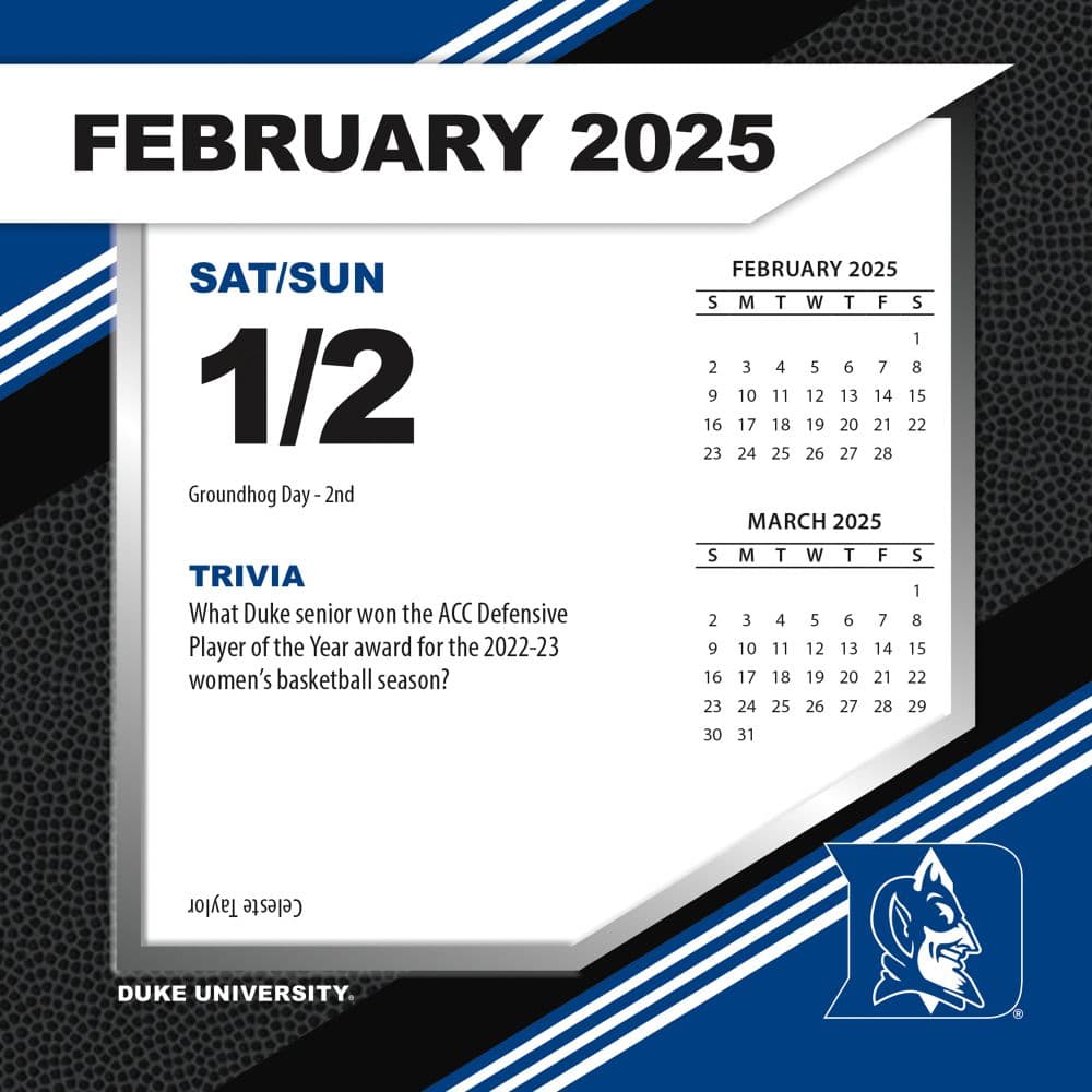 COL Duke Blue Devils 2025 Desk Calendar Second Alternate Image