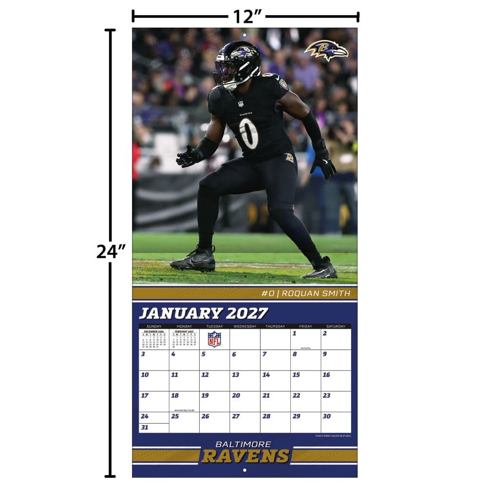 NFL Baltimore Ravens 2027 Wall Calendar Fourth Alternate Image