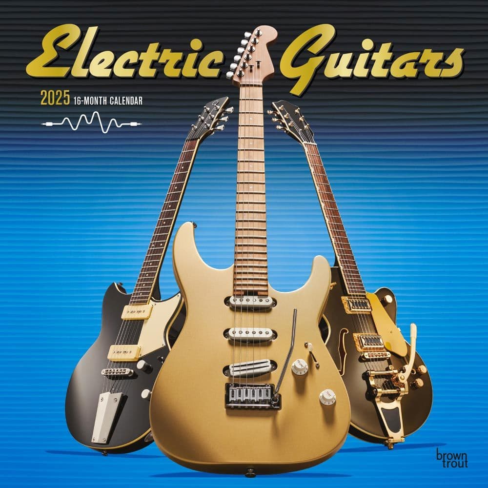 Electric Guitars FOIL 2025 Wall Calendar