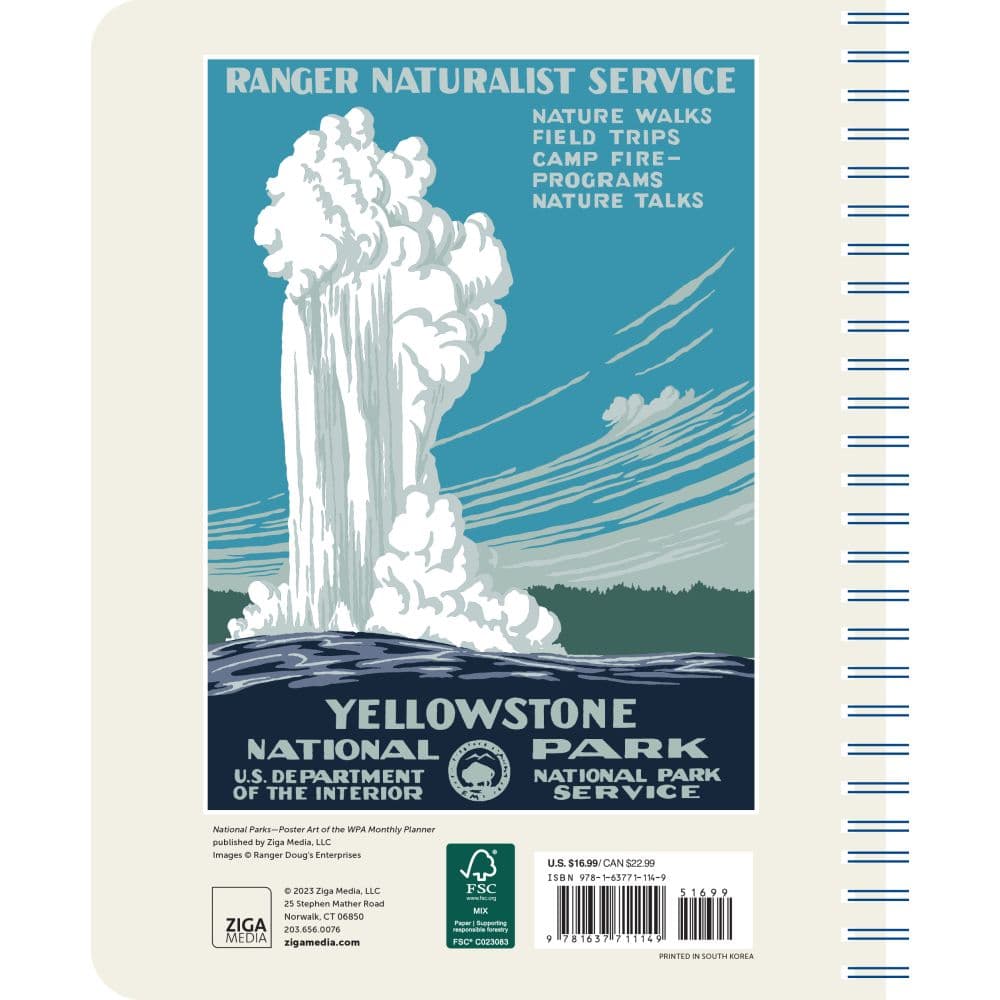 National Parks WPA Monthly Spiral 2024 Planner