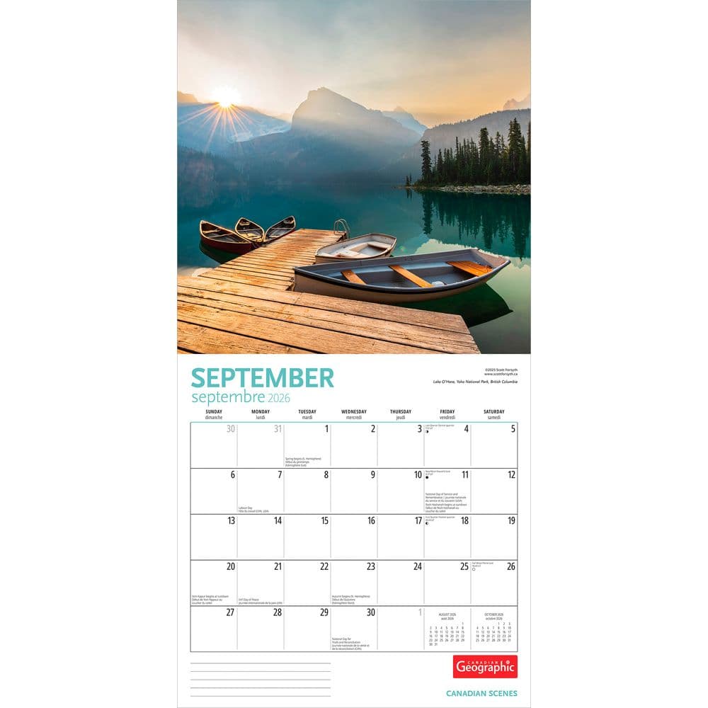 Canadian Scenes 2026 Wall Calendar Third Alternate Image