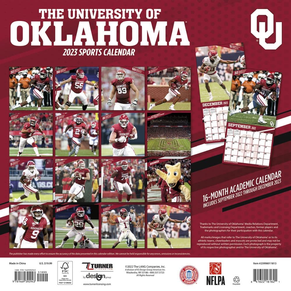 Oklahoma Sooners 2023 Wall Calendar - Calendars.com