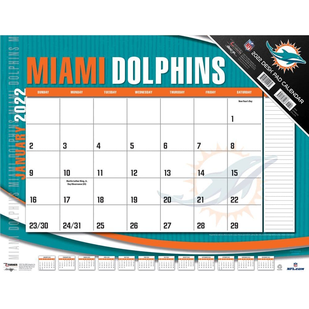 Miami Dolphins Schedule 2022 Nfl Miami Dolphins 2022 Desk Pad - Calendars.com