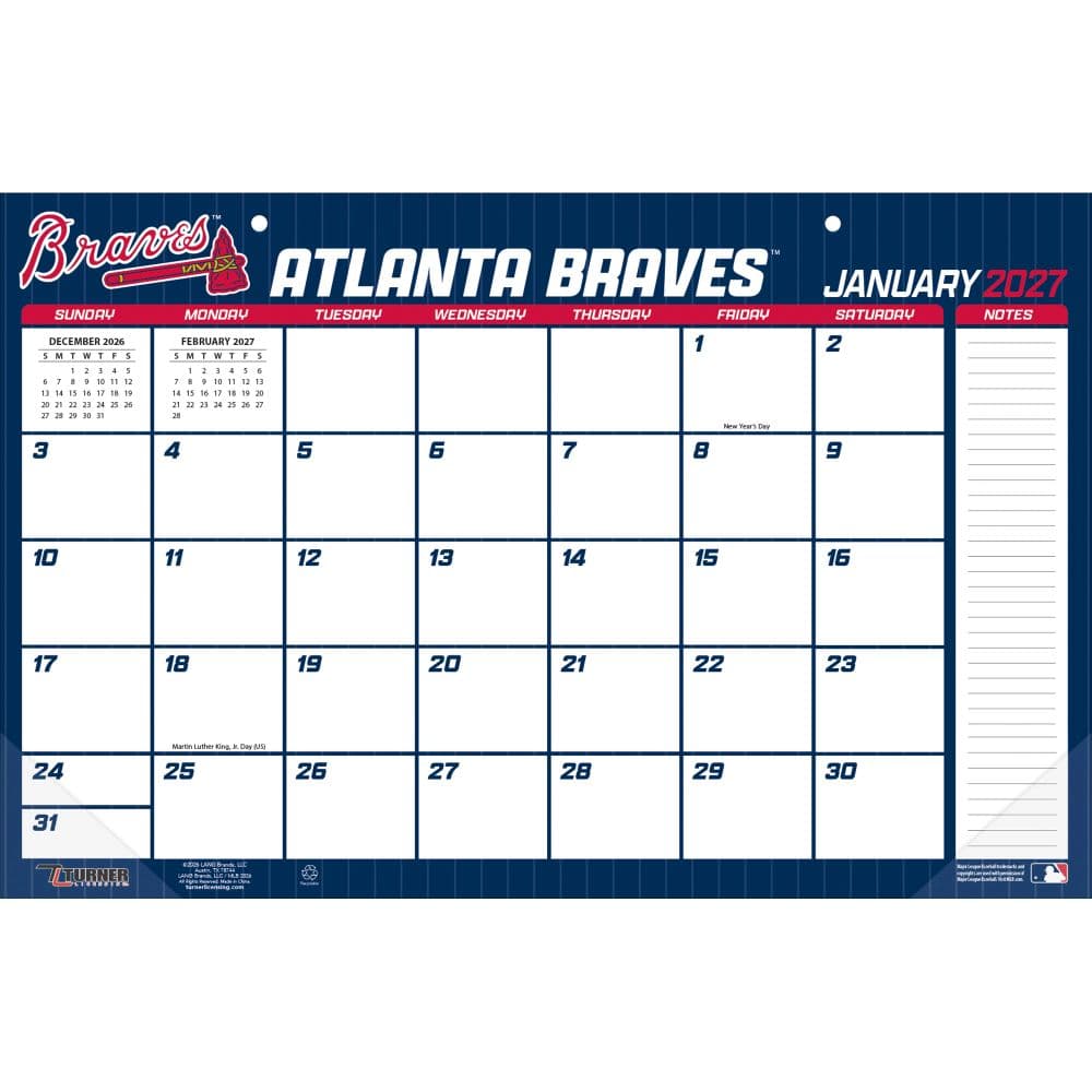 MLB Atlanta Braves Small 2027 Desk Pad First Alternate Image