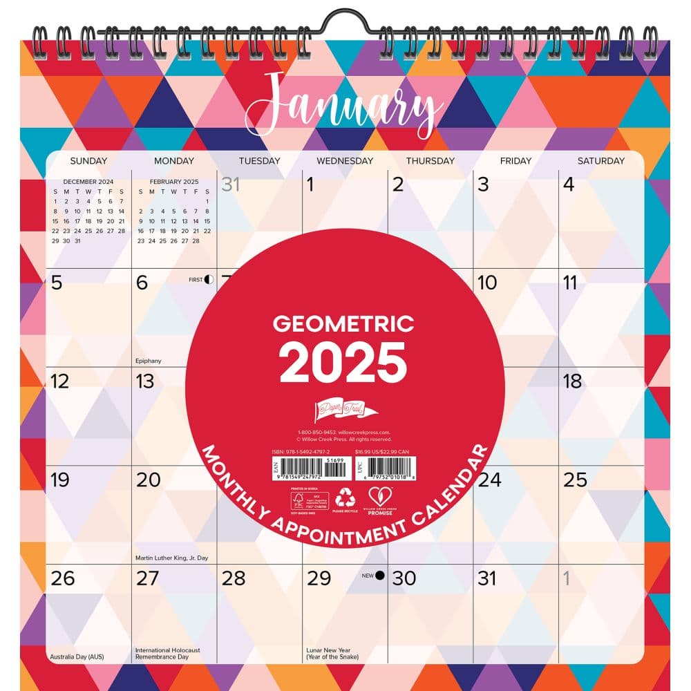 Geometric Spiral Art 2025 Wall Calendar Main Image