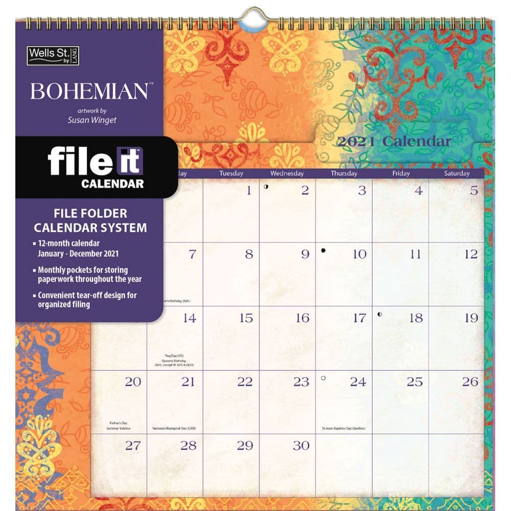 Bohemian File-It Pocket Wall Calendar by Susan Winget - Calendars.com