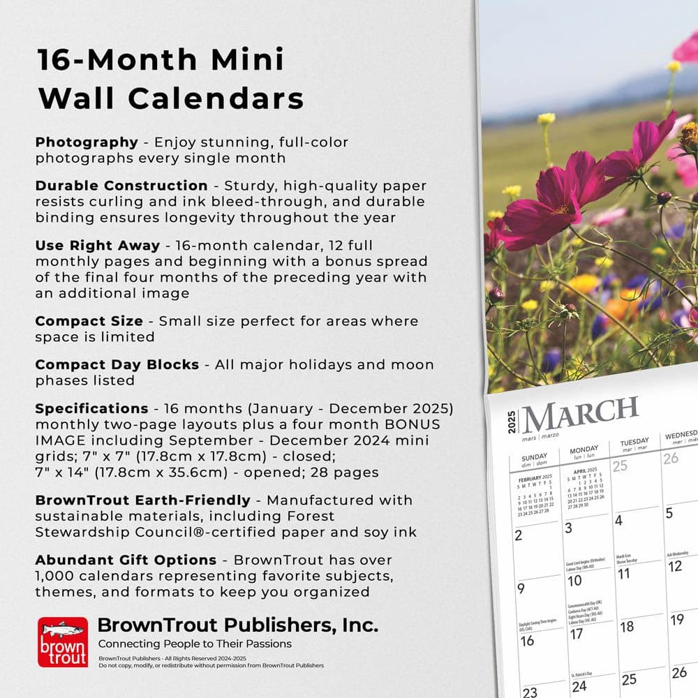 Wildflowers 2025 Mini Wall Calendar Fifth Alternate  Image width=&quot;1000&quot; height=&quot;1000&quot;