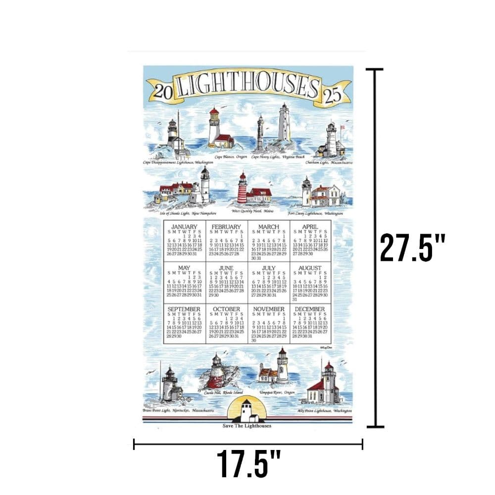 Lighthouses 2025 Calendar Towel First Alternate Image