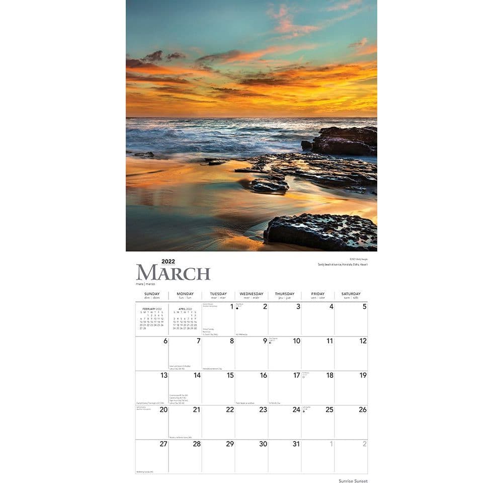 Sunrise Calendar 2022 Sunrise Sunset 2022 Wall Calendar - Calendars.com