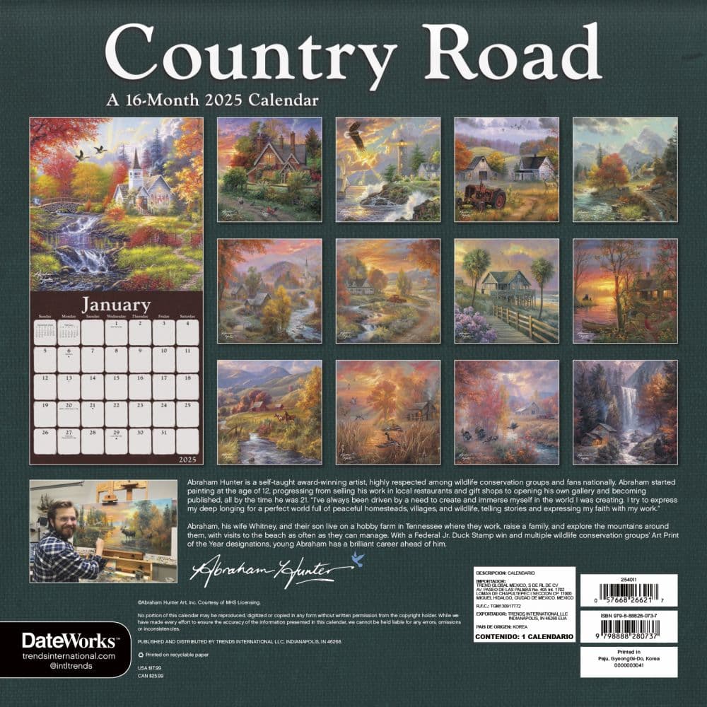 Country Road Hunter 2025 Wall Calendar Alt1