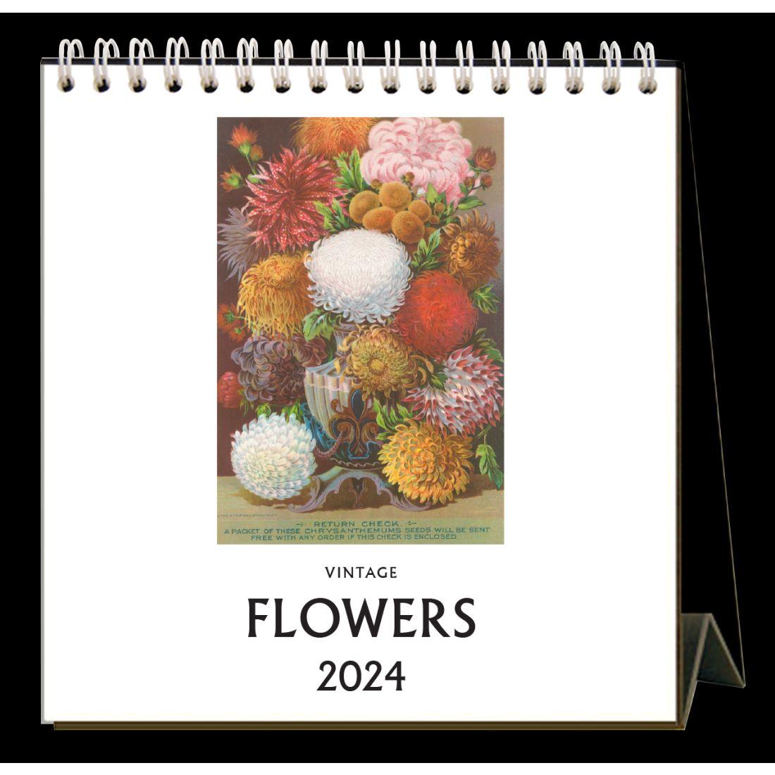 Flowers Nostalgic 2024 Easel Desk Calendar