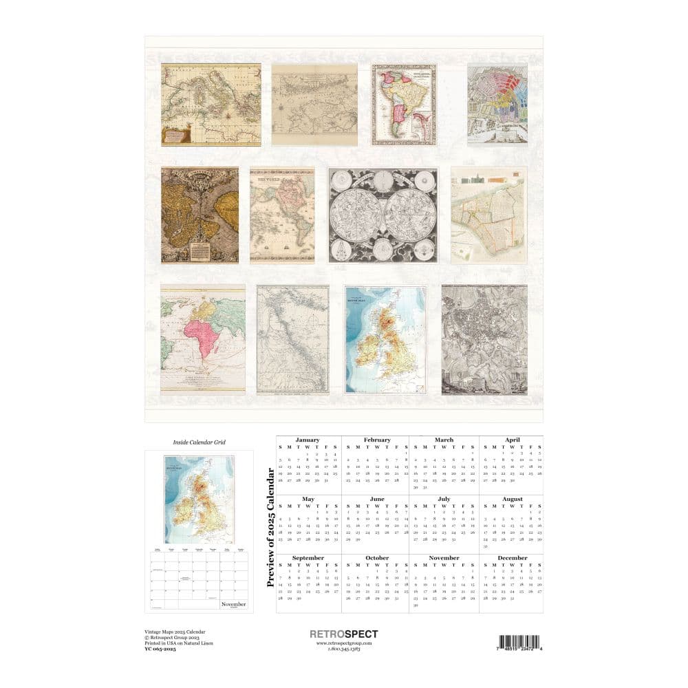 Vintage Maps Poster 2025 Wall Calendar First Alternate Image width=&quot;1000&quot; height=&quot;1000&quot;