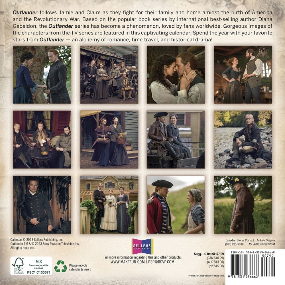 Outlander 2024 Mini Wall Calendar