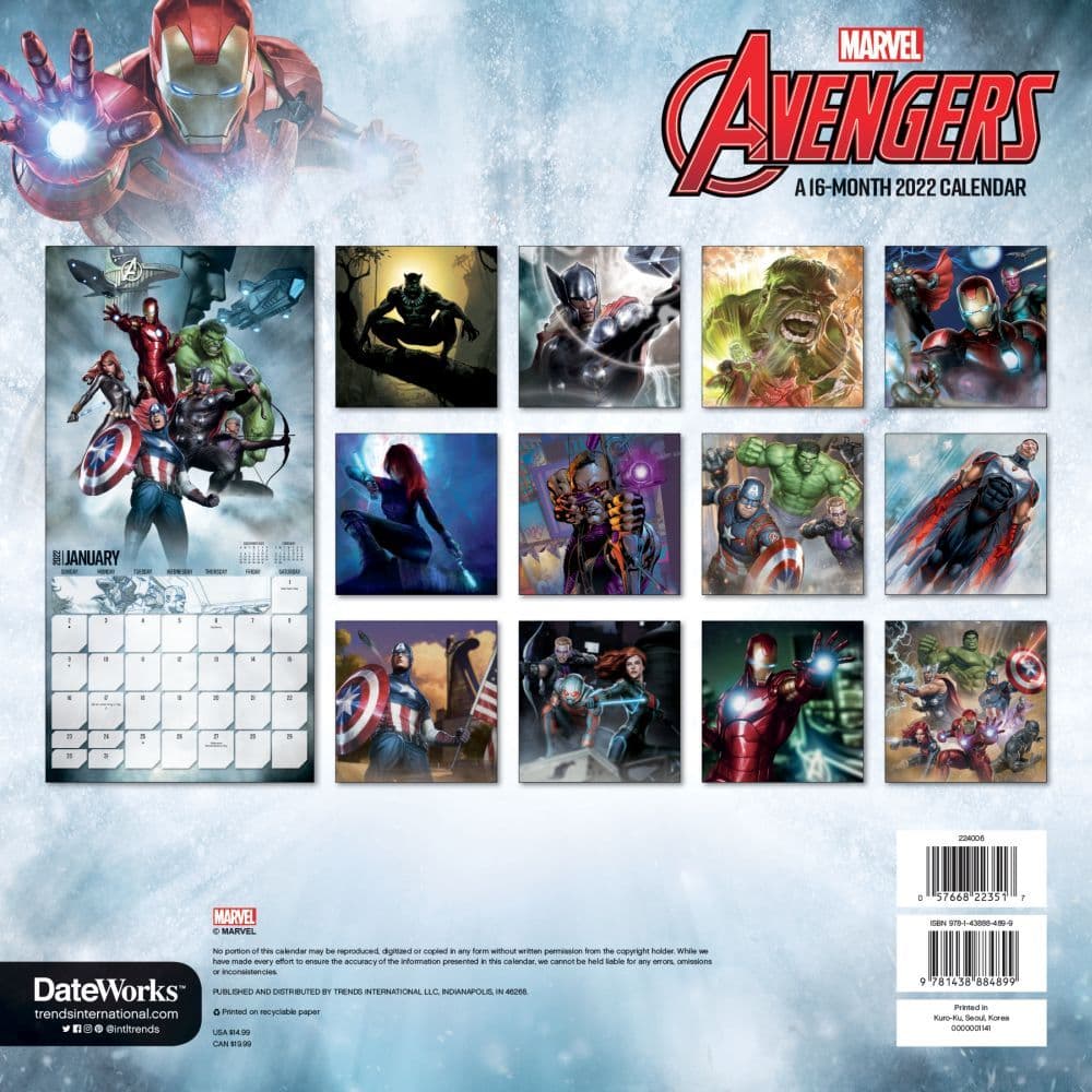 Marvel Avengers 2022 Wall Calendar