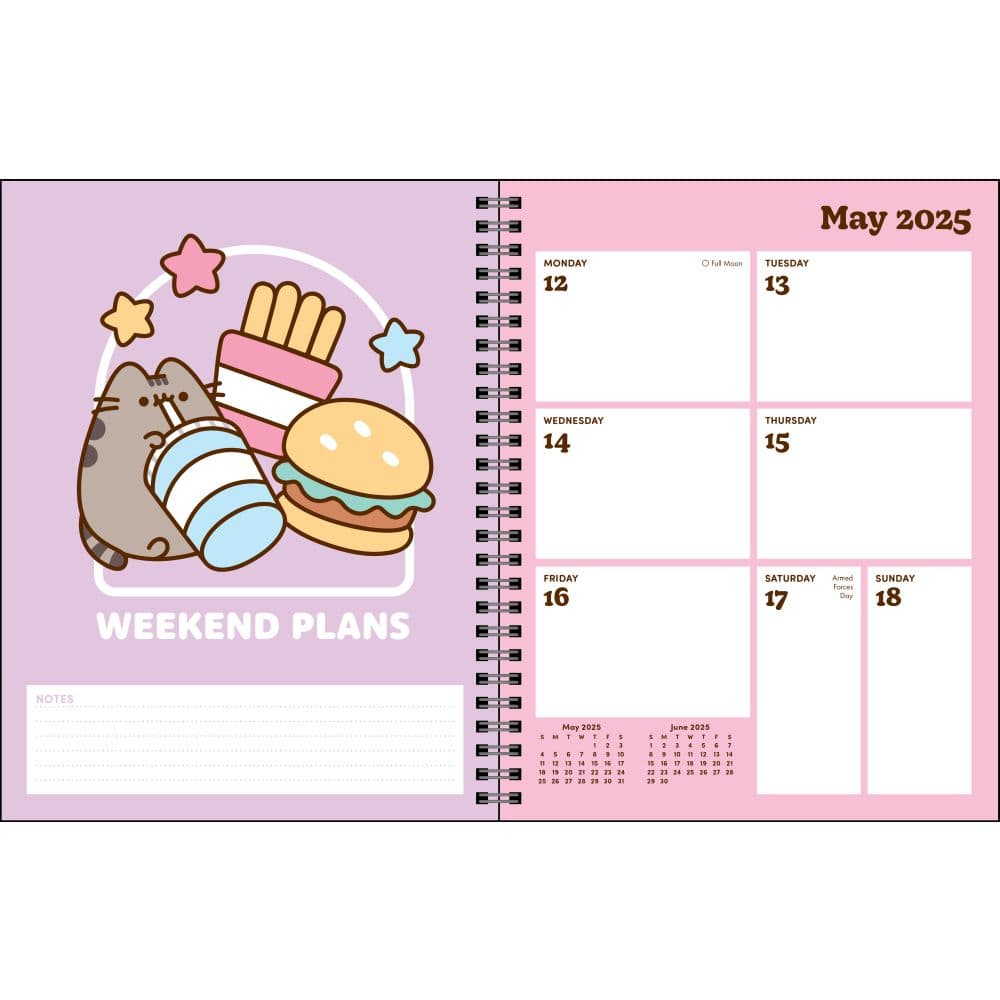 Pusheen 2025 16Month Weekly Planner