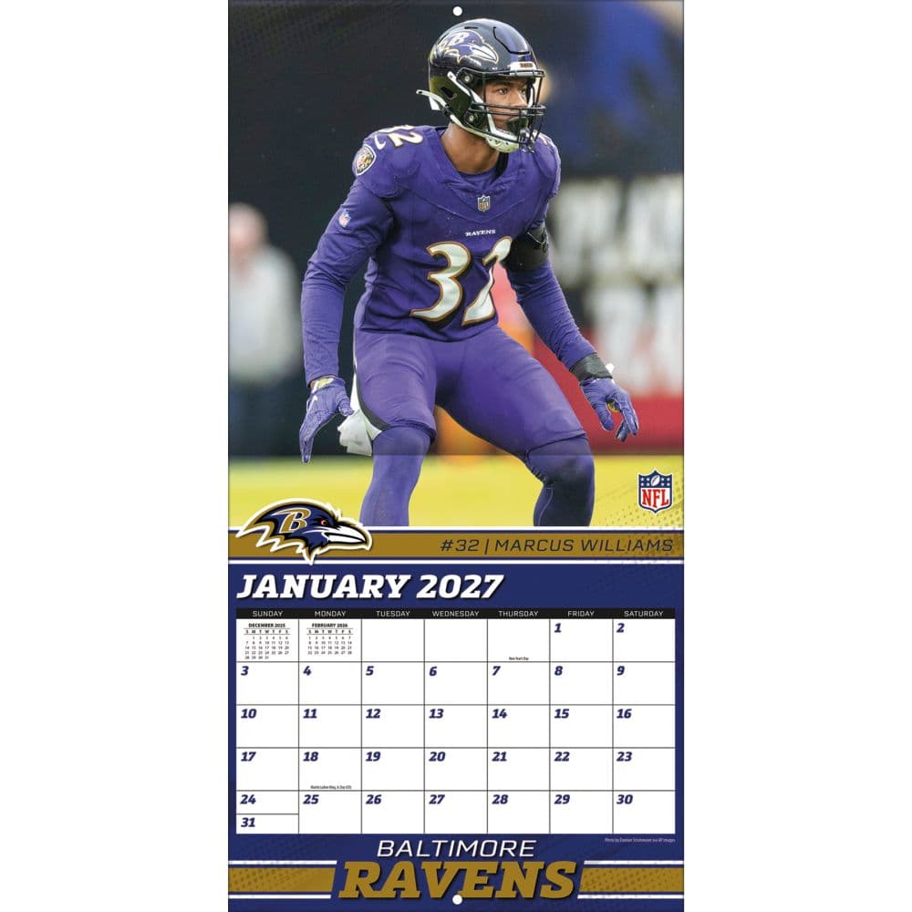 NFL Baltimore Ravens 2027 Mini Wall Calendar Second Alternate Image