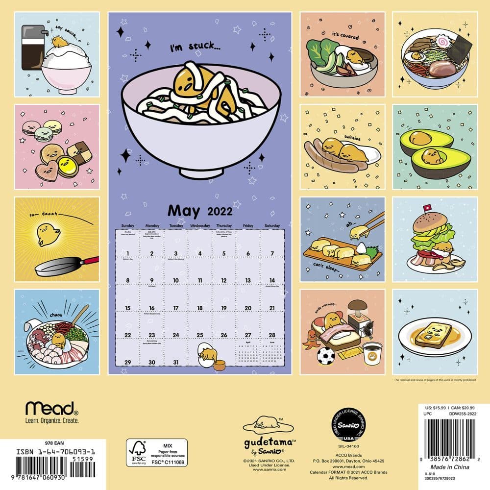 Gudetama 2022 Wall Calendar - Calendars.com