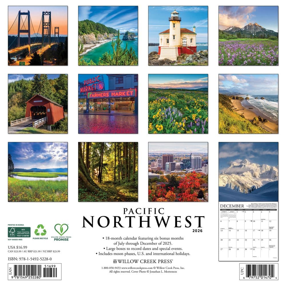 Pacific Northwest Travel and Events 2026 Wall Calendar First Alternate Image