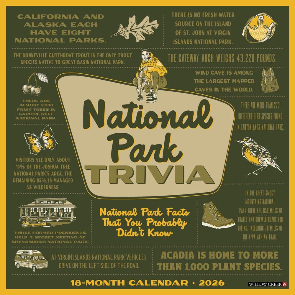 National Park Trivia 2026 Wall Calendar Main Image
