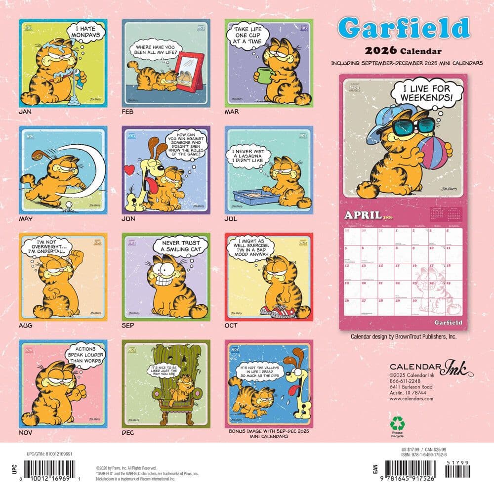 Garfield 2026 Wall Calendar First Alternate Image