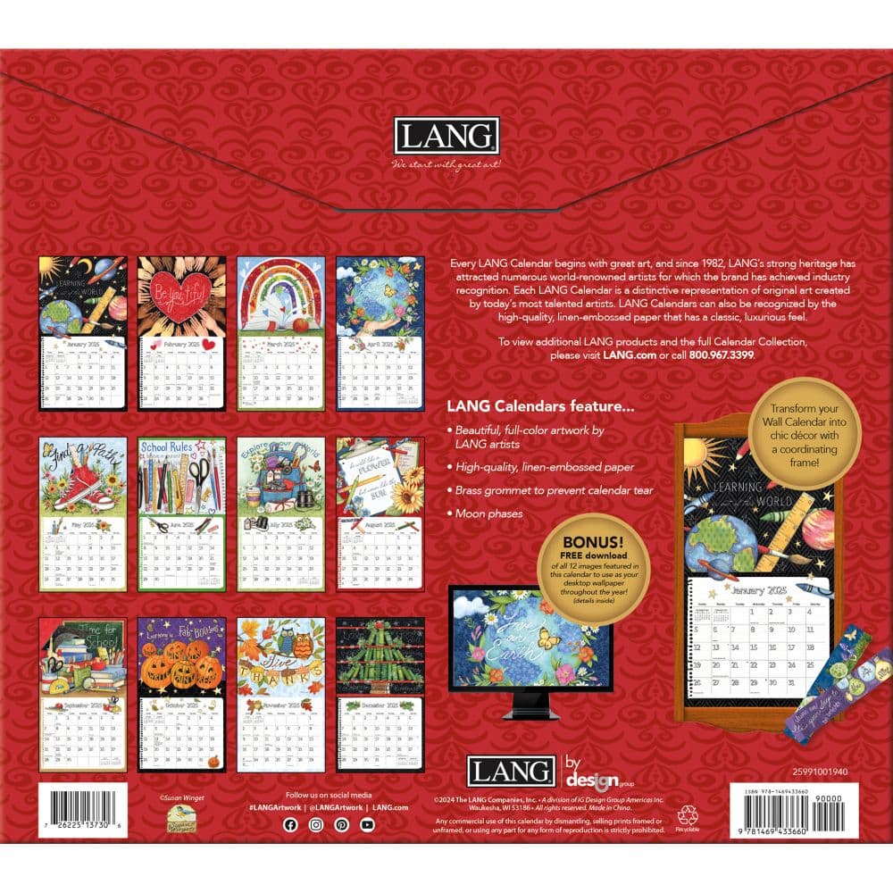 Schoolhouse by Susan Winget 2025 Wall Calendar