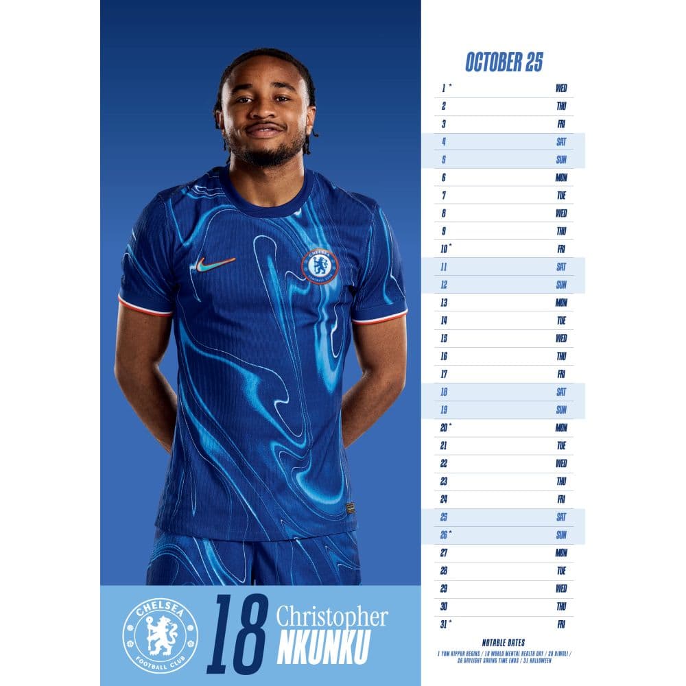 Chelsea FC Poster 2025 Wall Calendar Second Alternate Image