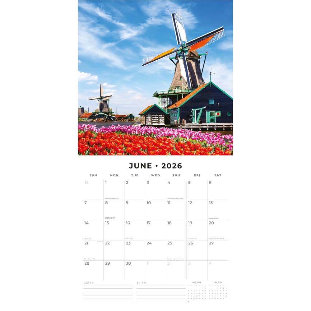 Windmills of Holland 2026 Wall Calendar Second Alternate