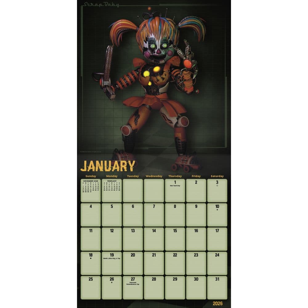 Five Nights At Freddys 2 Exclusive With Decal 2026 Wall Calendar Second Alternate Image