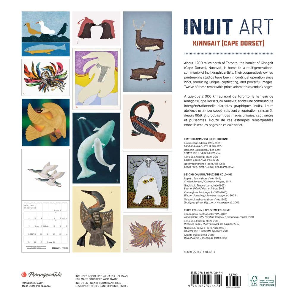 Inuit Art Cape Dorset Spec Edition 2024 Wall Calendar