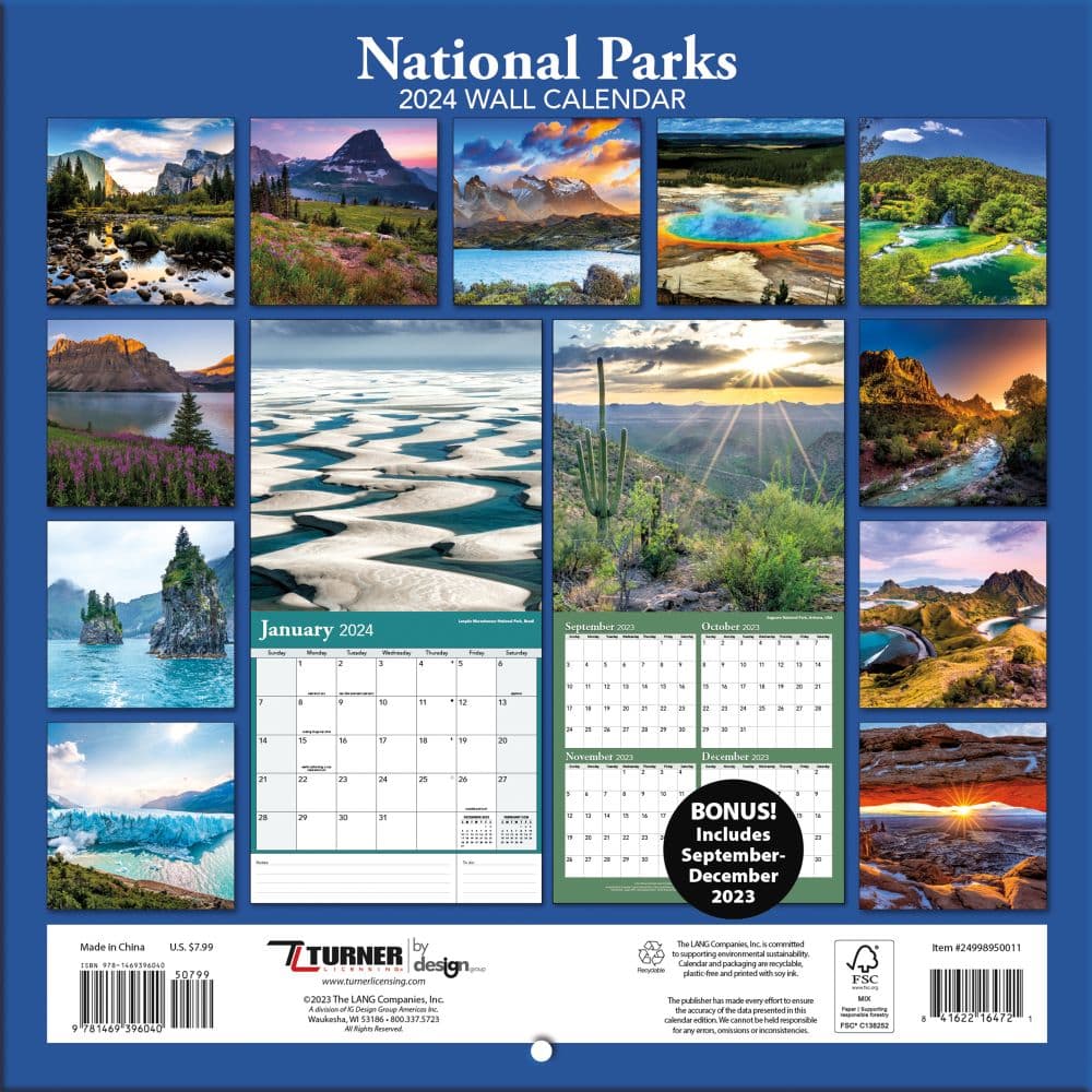 National Parks Photo 2024 Mini Wall Calendar