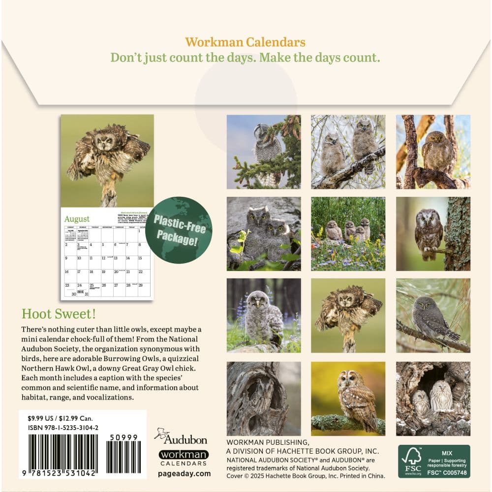 Audubon Little Owls 2026 Mini Wall Calendar First Alternate Image