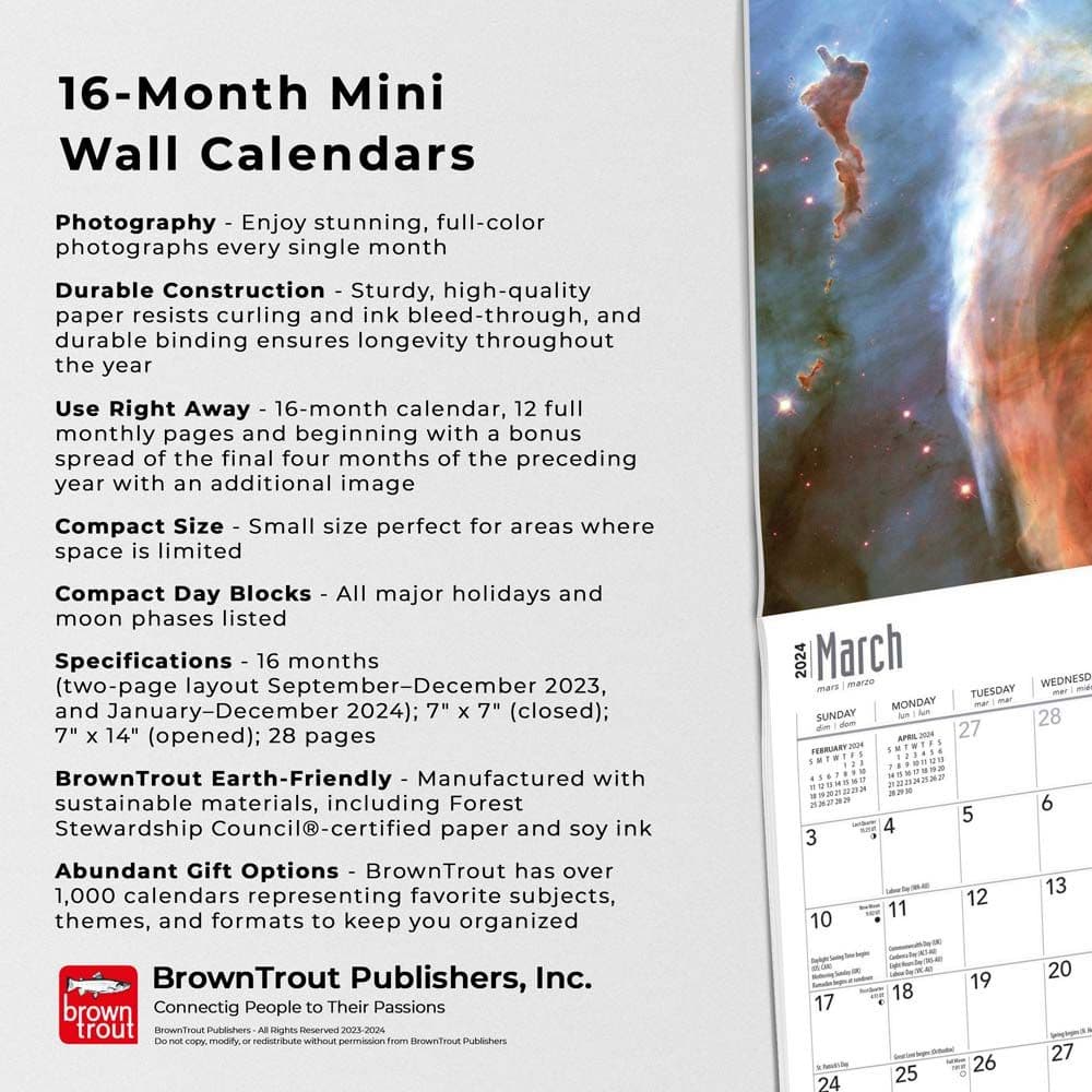 Hubble Space Telescope 2024 Mini Wall Calendar