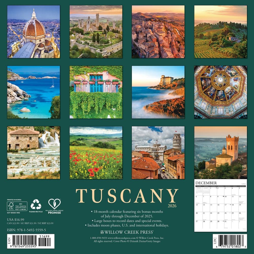 Tuscany 2026 Wall Calendar First Alternate Image