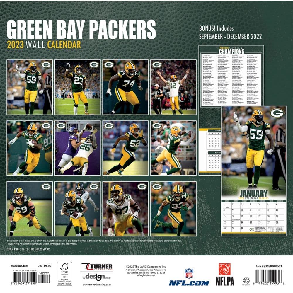NFL Green Bay Packers 2023 Mini Wall - Calendars.com